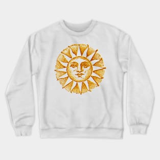 celestial golden sun with face line drawing vintage Crewneck Sweatshirt